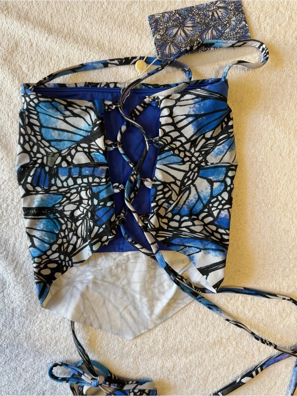 Blue Butterfly Print Girls' One-Piece Swimsuit - Kids Swim
